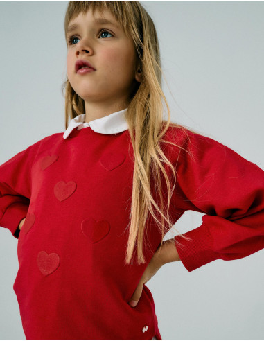 ZIPPY SUDADERA ROJA CORAZONES sin felpa