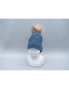 GORRO POMPÓN PELO NATURAL
