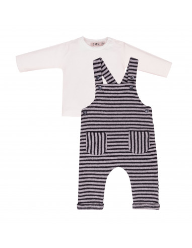 CONJUNTO DE PETO DE RAYAS Y CAMISETA
