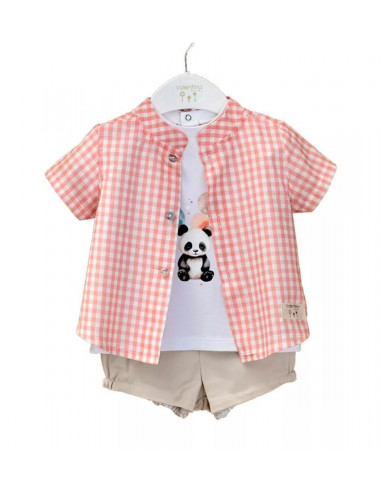 VALENTINA CONJ 3P NIÑO VICHY PANDA