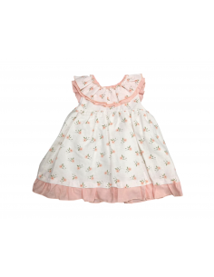 VESTIDO LINO FLORES MELOCOTÓN