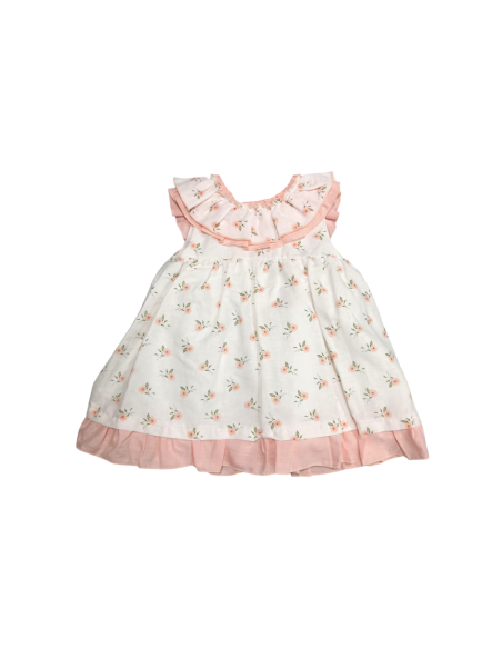 VESTIDO LINO FLORES MELOCOTÓN