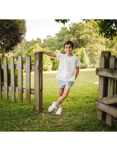 CONJUNTO NIÑO BERMUDA RAYAS NAVY