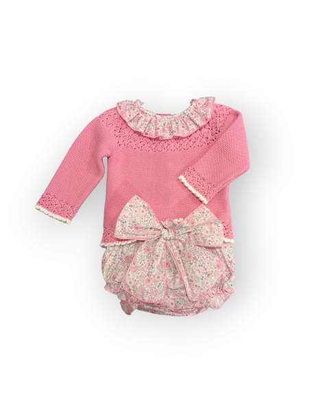 CONJUNTO RANITA + JUBÓN PUNTO FUCSIA