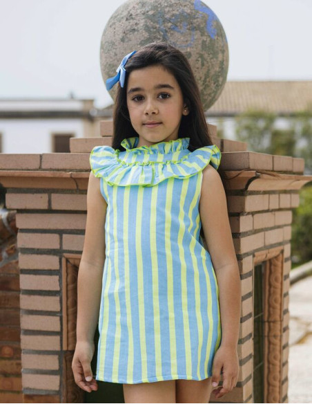 VESTIDO RAYAS FLÚOR NACHETE