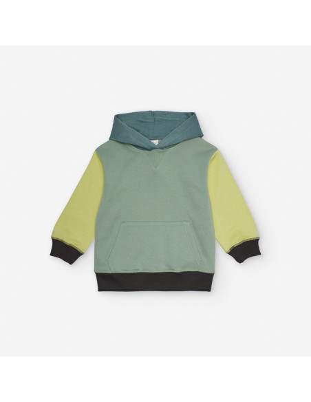 SUDADERA CAPUCHA felpa VERDE/AMARILLO/GRIS