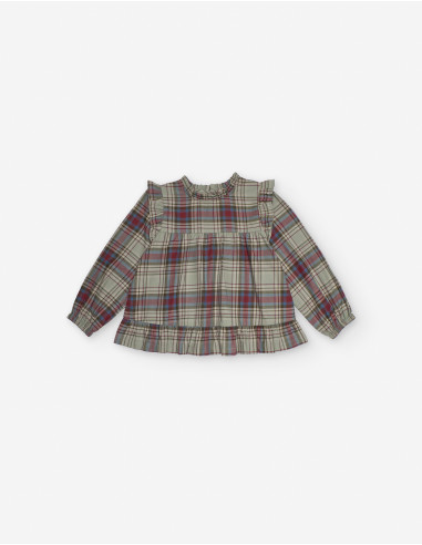 BLUSA CUADROS VERDE GRANA