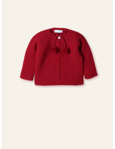 CHAQUETA LARGA POMPONES
