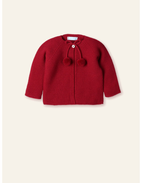 CHAQUETA LARGA POMPONES