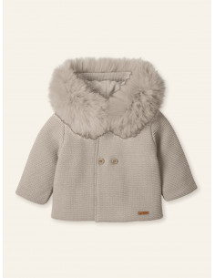 ABRIGO punto doble CAPUCHA...