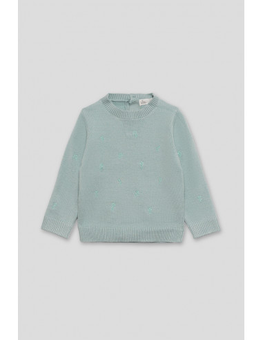 JERSEY verde agua niña BORDADO FLORES