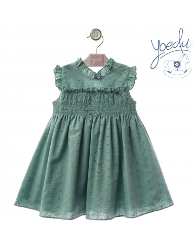 VESTIDO infantil troquelado verde