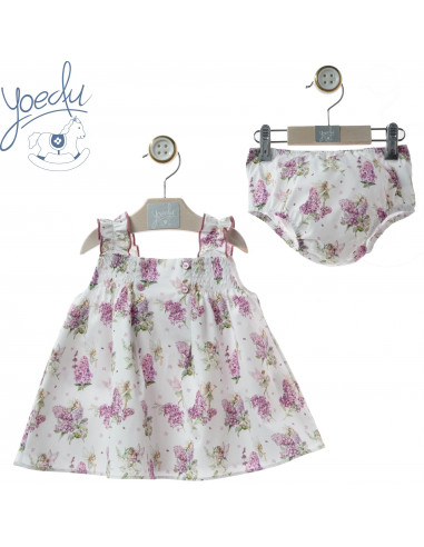 VESTIDO bebé lavanda familia ARTESANÍA