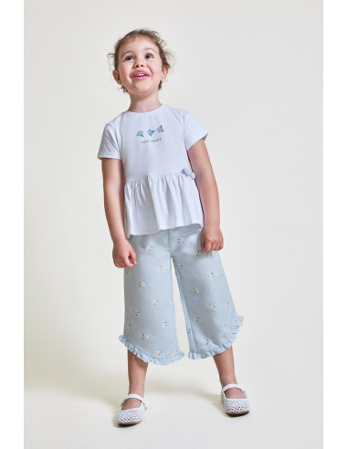 CONJUNTO pantalón ancho familia FLOR BORDADA