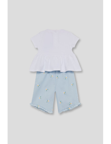 CONJUNTO pantalón ancho familia FLOR BORDADA