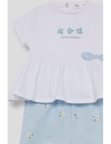 CONJUNTO pantalón ancho familia FLOR BORDADA