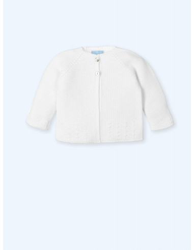 CHAQUETA LARGA ochitos hilo BLANCA
