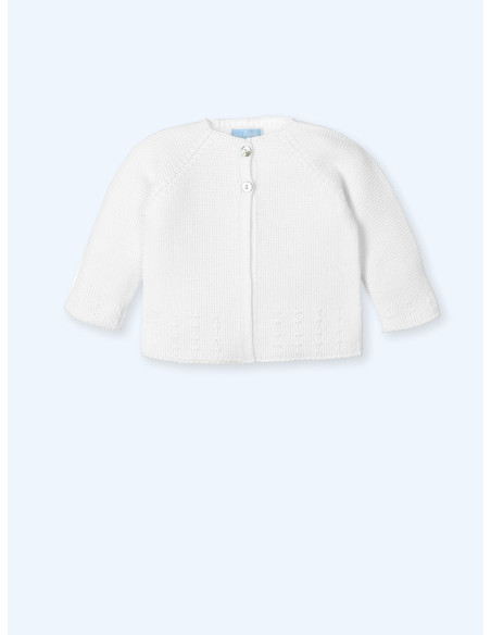 CHAQUETA LARGA ochitos hilo BLANCA