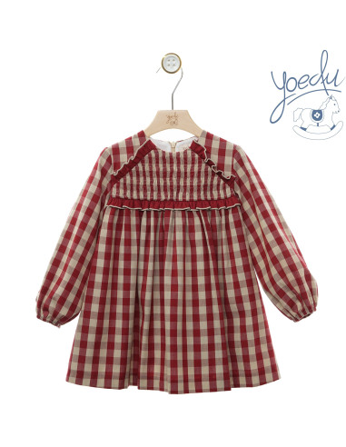VESTIDO INFANTIL CUADROS fam. GUINDA YOEDU