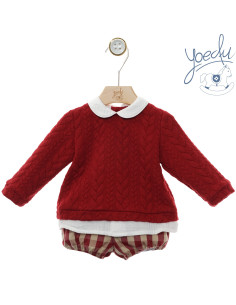 CONJUNTO BABY CUADROS fam. GUINDA YOEDU
