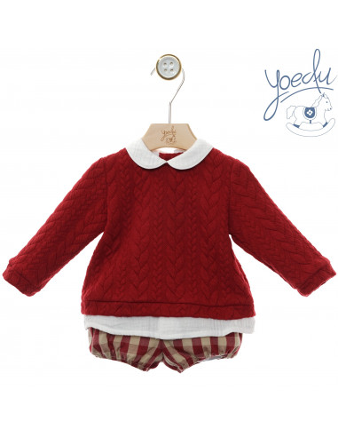 CONJUNTO BABY CUADROS fam. GUINDA YOEDU
